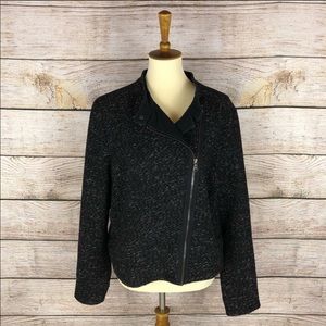 GAP Black Wool Blend Asymmetrical Zippered Jacket